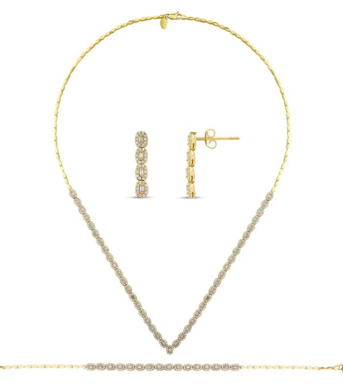 Taşlı Altın Nişan Düğün Set