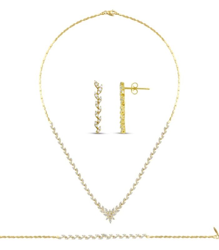 Taşlı Altın Nişan Düğün Set