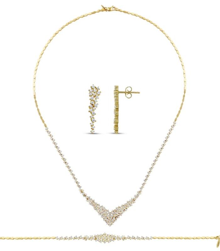 Taşlı Altın Nişan Düğün Set