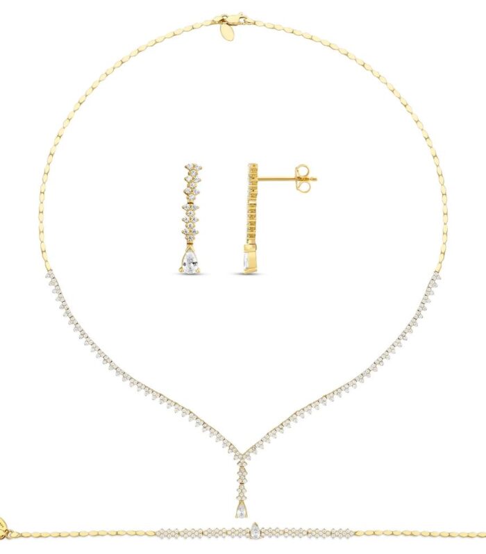 Taşlı Altın Nişan Düğün Set