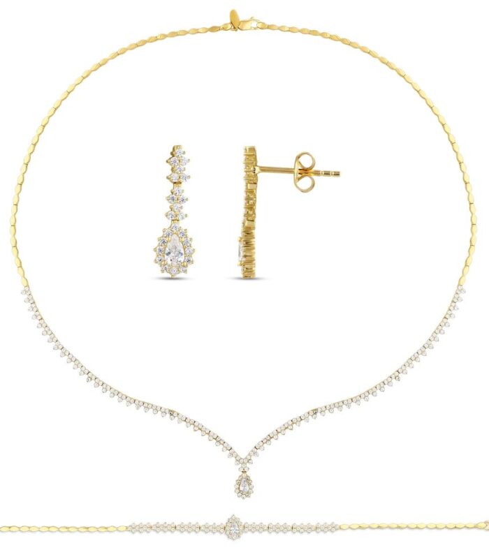 Taşlı Altın Nişan Düğün Set