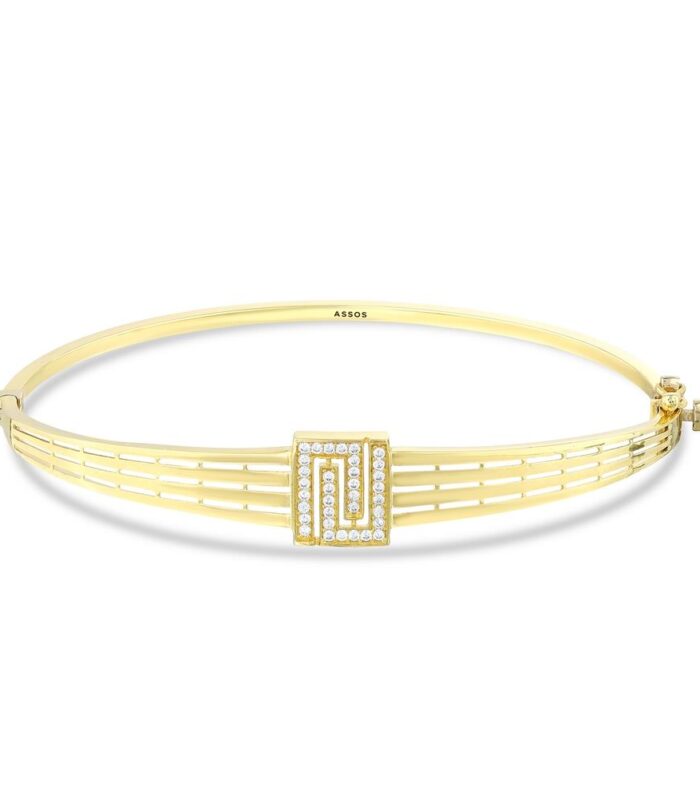 Taşlı Tasarım Altın Kelepçe