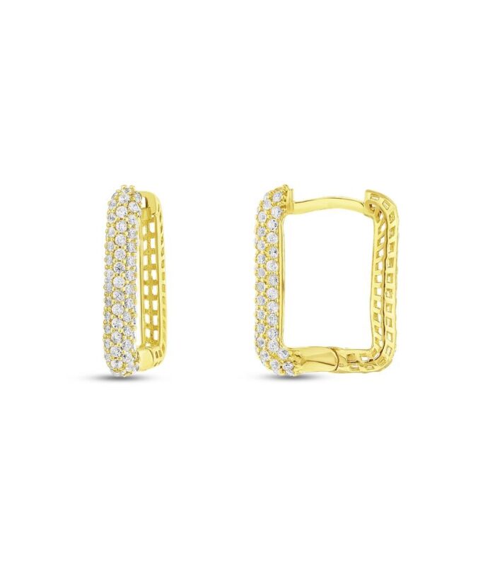 Taşlı Tasarım Altın Küpe