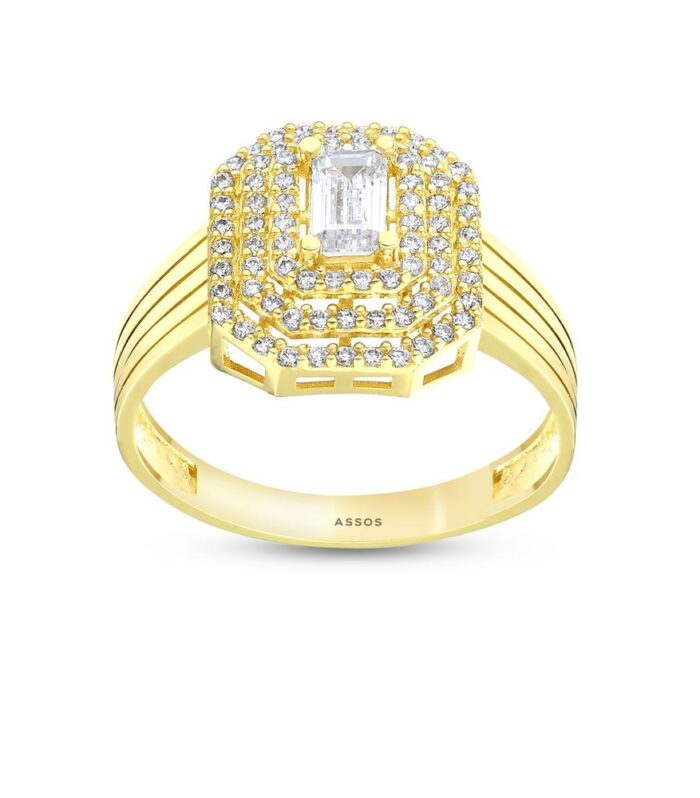 Taşlı Tasarım Altın Yüzük