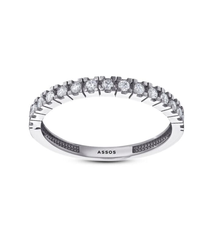 Taşlı Yarım Tur Altın Yüzük