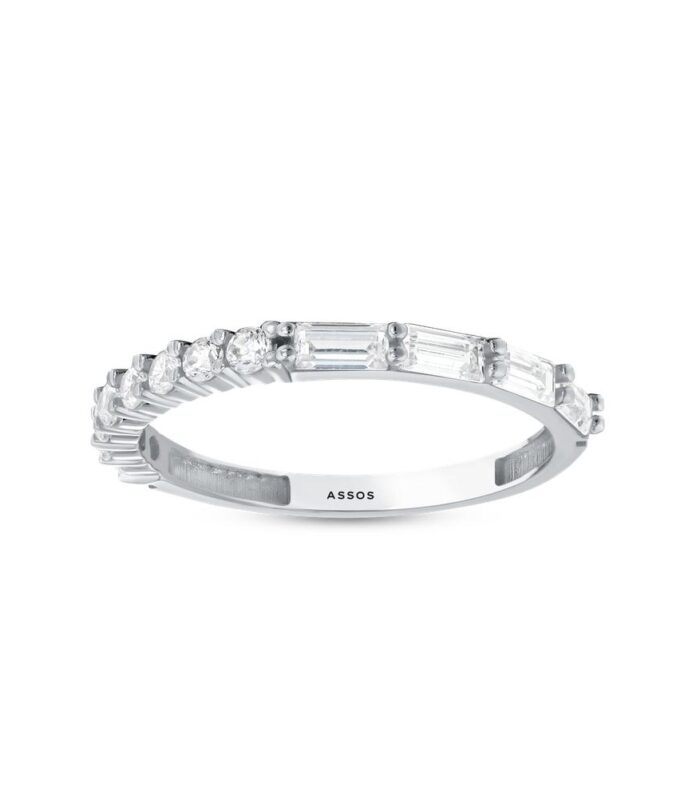 Taşlı Yarım Tur Altın Yüzük