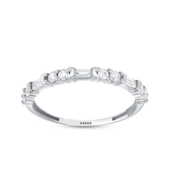 Taşlı Yarım Tur Altın Yüzük