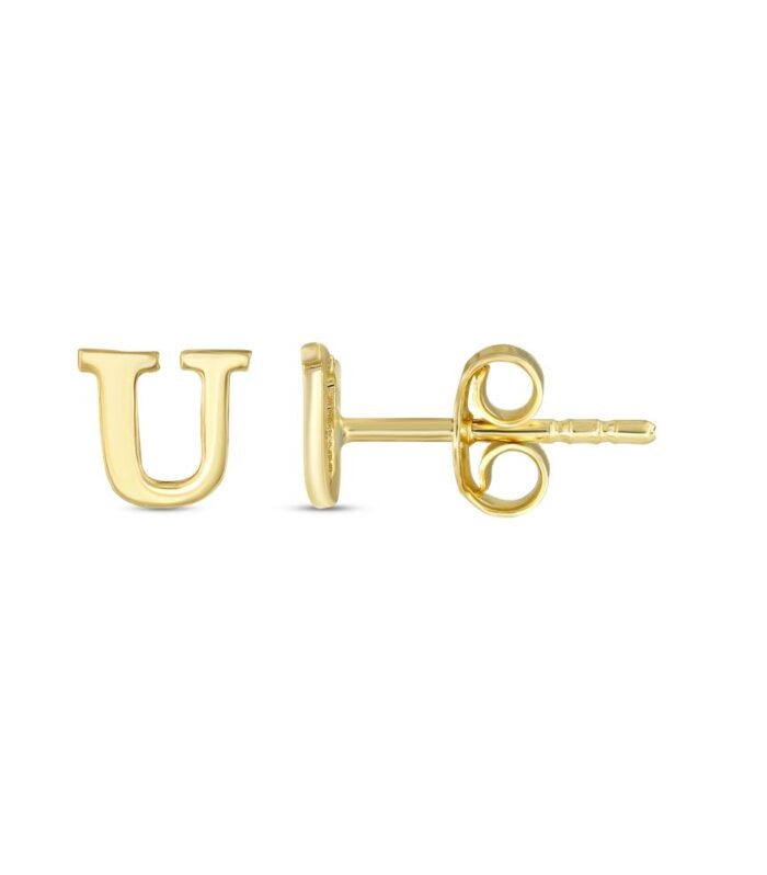 U Harfli Tek Altın Küpe