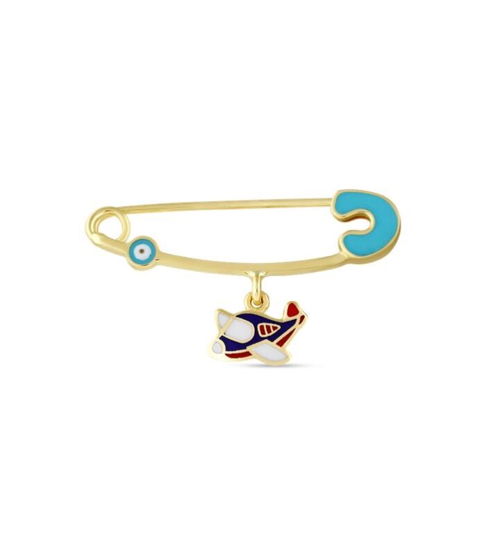 Uçak Figürlü Altın Bebek İğne