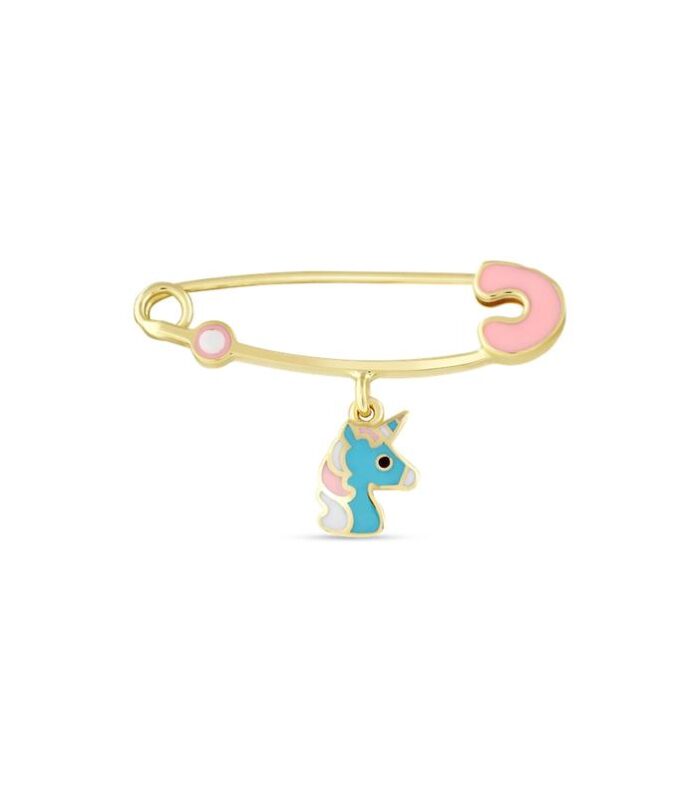 Unicorn Figürlü Altın Bebek İğne