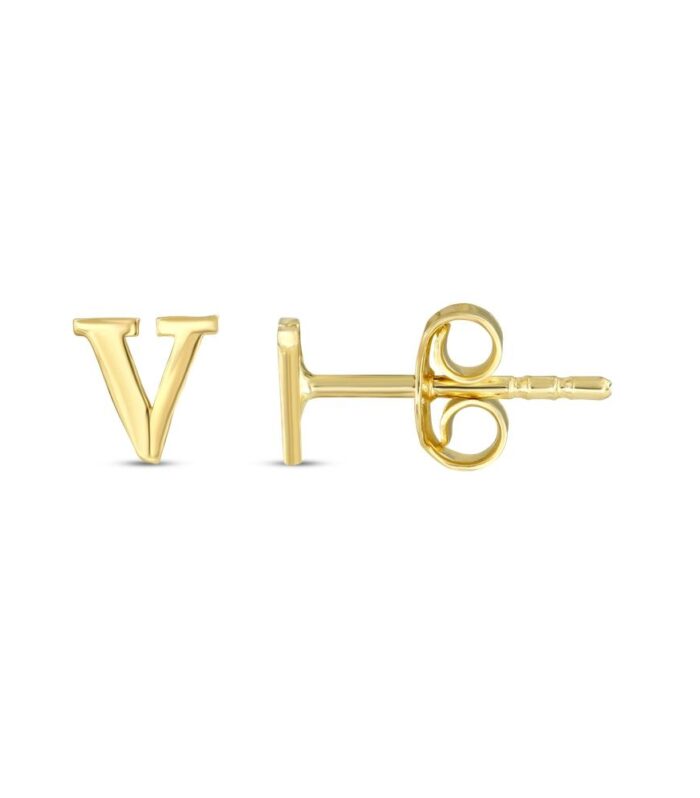 V Harfli Tek Altın Küpe